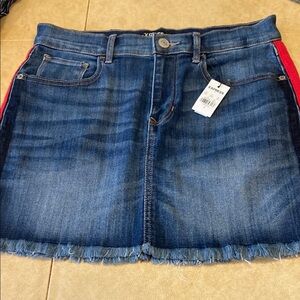 Express Blue and Red Mini Skirt for Casual Nights